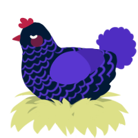 A tumblr and indigo chicken with a lace pattern