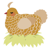 A gold and beige chicken with a lace pattern