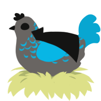 Void Eyes, a grey and cerulean chicken with a half-lace pattern