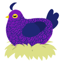 A violet and navy chicken with a double-lace pattern