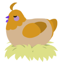 A beige and ochre chicken with a head pattern