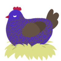 A indigo and bark chicken with a double-lace pattern
