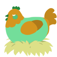 A spring and ochre chicken with a head pattern