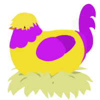 A yellow and amethyst chicken with a head pattern