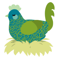 A sea and chartreuse chicken with a double-lace pattern