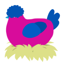 A fuchsia and ultramarine chicken