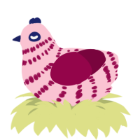 Barbie, a rose and maroon chicken with a bar pattern