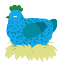 A sky and sea chicken with a speckle pattern