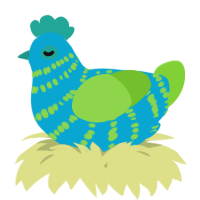 A cerulean and grass chicken with a bar pattern
