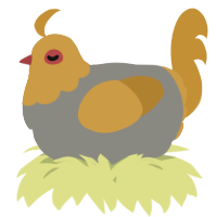 A ash and gold chicken with a head pattern