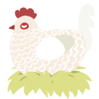 A cream and white chicken with a lace pattern