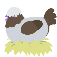 A mist and bark chicken with a head pattern
