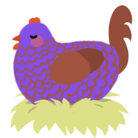 fire color changer, a blurple and russet chicken with a lace pattern