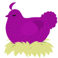 A plum chicken with a lace pattern
