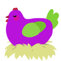 A amethyst and grass chicken