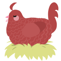 Lovelace, a red chicken with a lace pattern