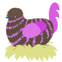 A bark and orchid chicken with a bar pattern
