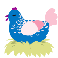 A sapphire and rose chicken with a half-lace pattern