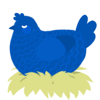 A ultramarine chicken with a lace pattern