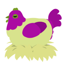 A lemon and plum chicken with a head pattern