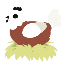 A russet and white chicken with a head pattern