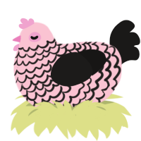 A rose and sable chicken with a lace pattern