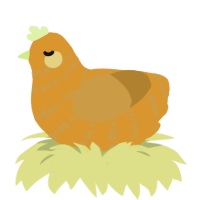 Little Peanut, a orange and gold chicken with a bar pattern