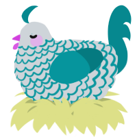 A mist and teal chicken with a lace pattern