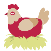 Peppermint Mocha, a crimson and beige chicken with a head pattern