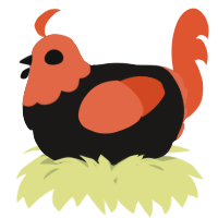 A sable and vermilion chicken with a head pattern