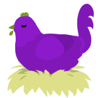 A violet chicken with a head pattern