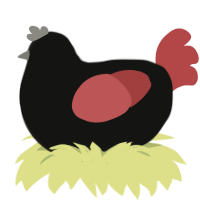 A black and red chicken