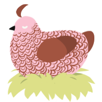 A rose and russet chicken with a double-lace pattern