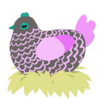 A grey and lavender chicken with a lace pattern