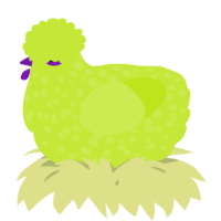 A lime chicken with a speckle pattern