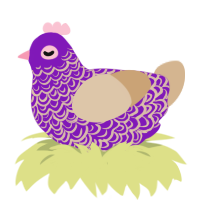 A violet and beige chicken with a double-lace pattern