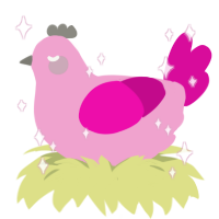 Ashton, a pink and fuchsia chicken
