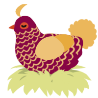 A maroon and honey chicken with a lace pattern
