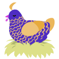 A indigo and honey chicken with a lace pattern