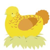A yellow and orange chicken with a half-lace pattern