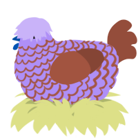 A lilac and russet chicken with a lace pattern