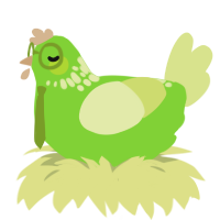Lime Jelly Belly, a grass and lemon chicken with a neck-speckle pattern