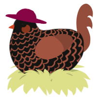 A black and russet chicken with a lace pattern