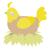 A beige and yellow chicken with a head pattern