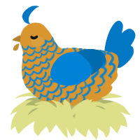A orange and sapphire chicken with a lace pattern