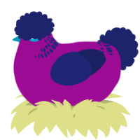 A plum and navy chicken with a neck-band pattern