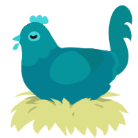 A sea and teal chicken with a head pattern