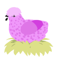 A lavender and orchid chicken with a speckle pattern