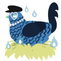 A sapphire and tumblr chicken with a lace pattern