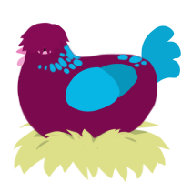 Blue Rasberry, a wine and cerulean chicken with a neck-speckle pattern
